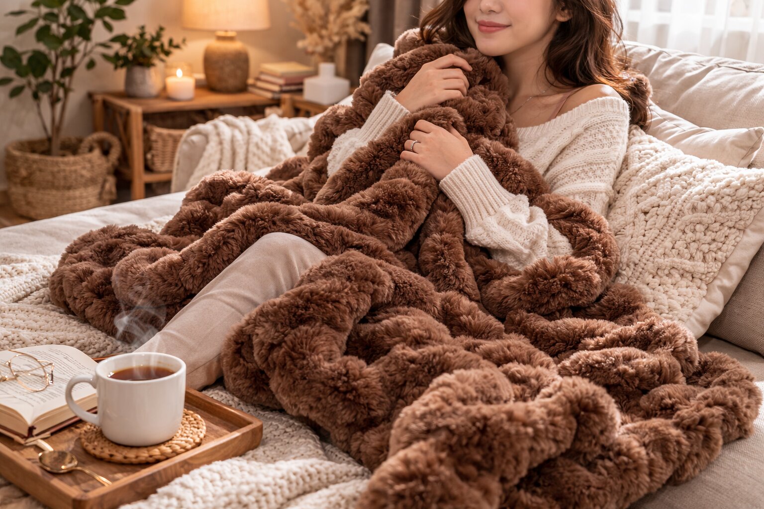 cozy-earth-bubble-cuddle-blanket-walnut-color