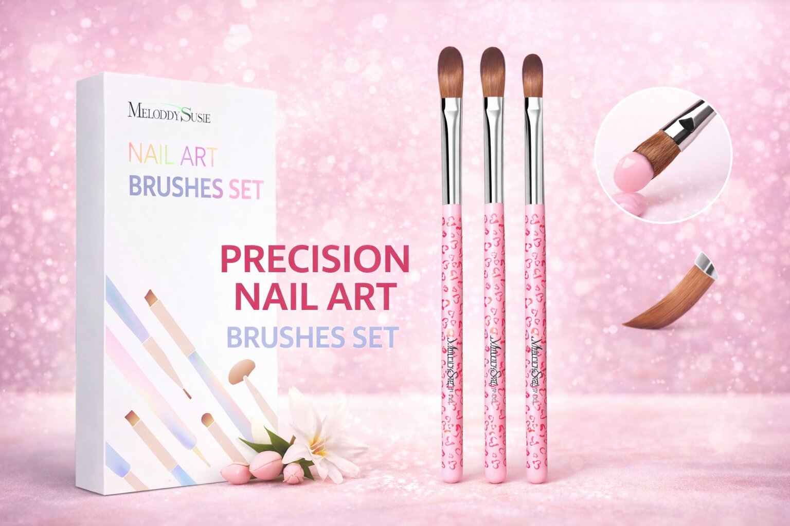 MelodySusie 3-Piece Acrylic Nail Brush Set