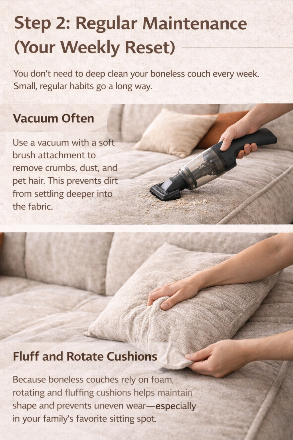 How to Clean a Boneless Couch Step 2