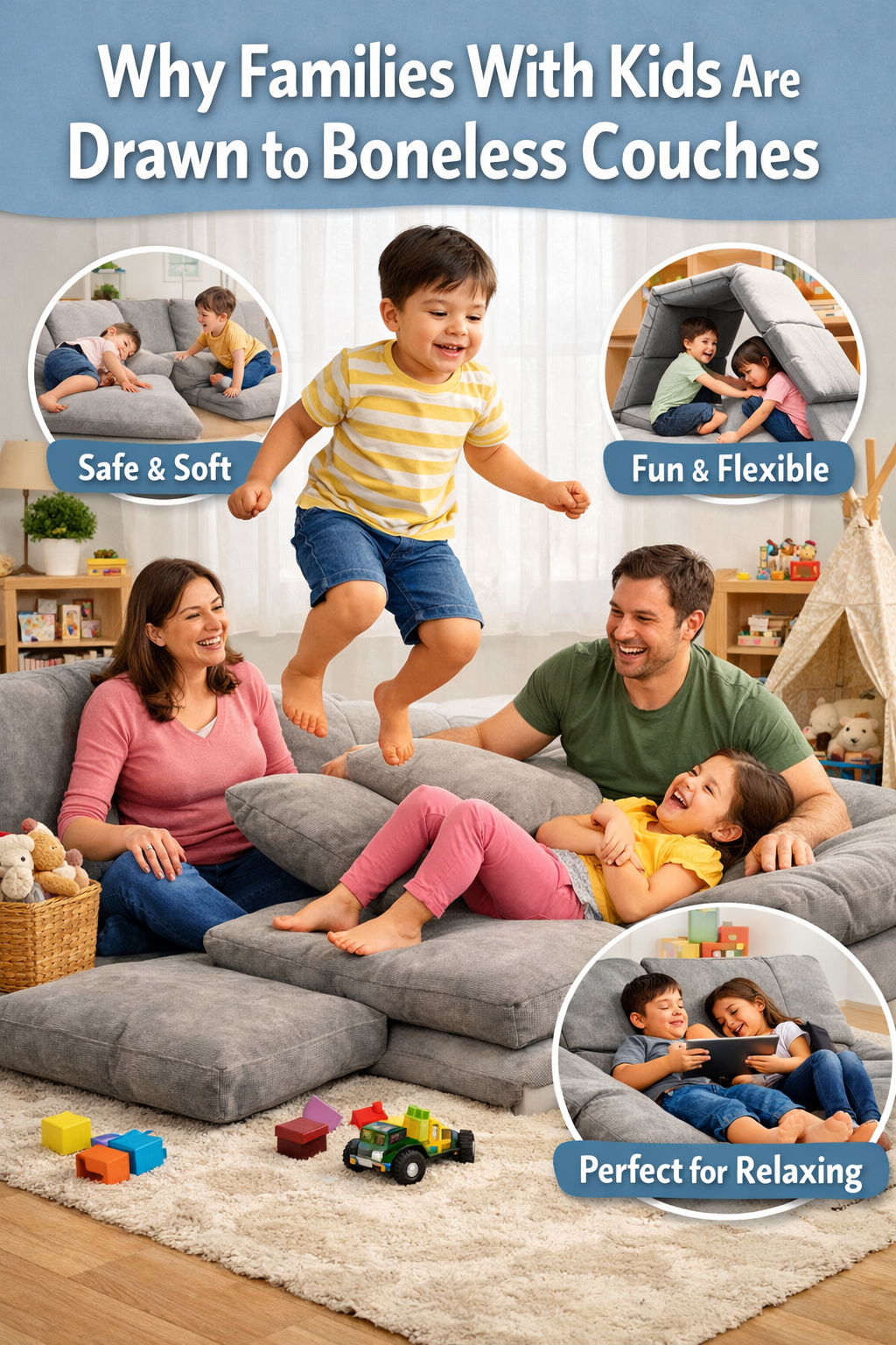 Is a Boneless Couch Good for Families With Kids? Why Families With Kids Are Drawn To Boneless Couches N4luo3Ow9CRSJEmc